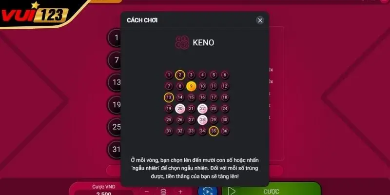 Chiến thuật chơi keno VIP loại 5 phút hiệu quả 