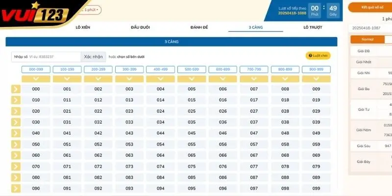 Đa dạng lựa chọn cược tại VUI123